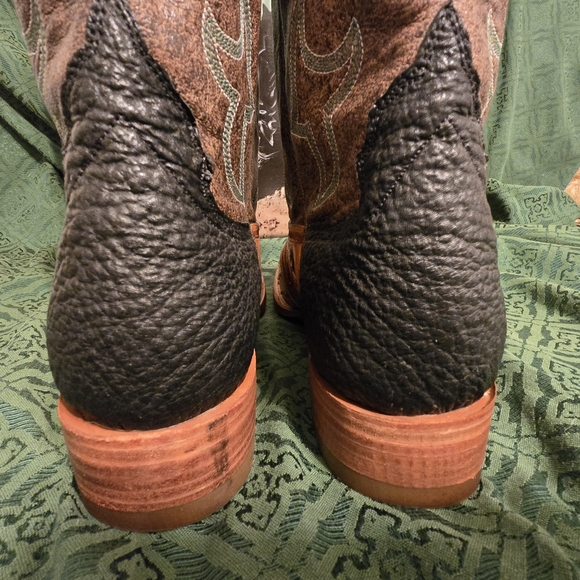 Vtg Montana OSTRICH boots MENS sz 10D FULL QUILL VAMP & HAND TOOLED \'SADDLE\' main image 10